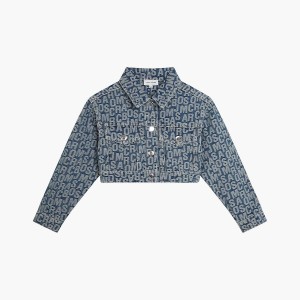 Kids' Marc Jacobs Jumbled Monogram Denim Cropped Jackets Blue | UK MJ4621-W52