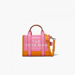 Women Marc Jacobs Colorblock Small Tote Bags Pink Multicolor | UK MJ2451-Y49