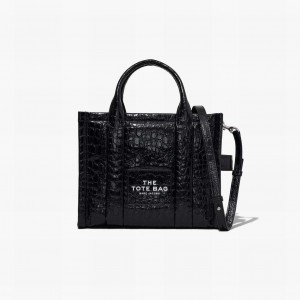 Women Marc Jacobs Croc-Embossed Medium Tote Bags Black | UK MJ1053-Q48