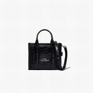 Women Marc Jacobs Croc-Embossed Mini Tote Bags Black | UK MJ6537-R97