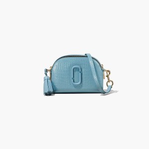 Women Marc Jacobs Croc-Embossed Shutter Crossbody Bags Grey Blue | UK MJ7365-L39