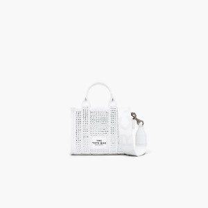 Women Marc Jacobs Crystal Canvas Crossbody Tote Bags White | UK MJ3457-B01