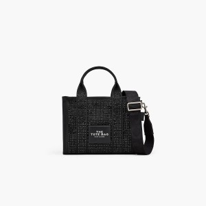 Women Marc Jacobs Crystal Canvas Small Tote Bags Black | UK MJ7095-X61