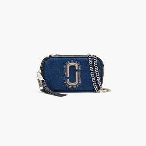 Women Marc Jacobs Denim Chain Snapshot Bags Dark Wash | UK MJ7326-U92