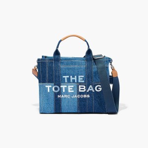 Women Marc Jacobs Denim Medium Tote Bags Blue | UK MJ2105-Z25