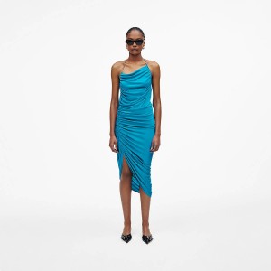 Women Marc Jacobs Fluid Draped Dress Blue | UK MJ1483-U04