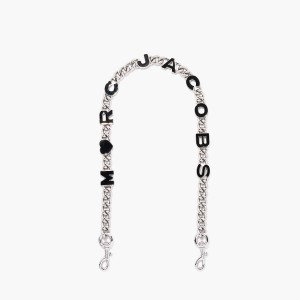 Women Marc Jacobs Heart Charm Chain Shoulder Strap Bag Strap Black / Silver | UK MJ6185-U82