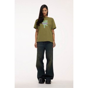 Women Marc Jacobs Heaven Logo T-Shirt Green | UK MJ1950-J30