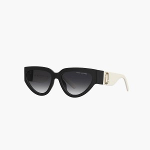 Women Marc Jacobs J Marc Cat Eye Sunglasses Black / White | UK MJ3715-R71