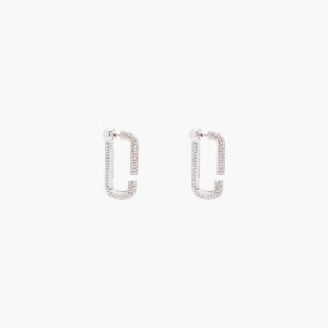 Women Marc Jacobs J Marc Crystal Hoops Earrings Silver | UK MJ9637-A87