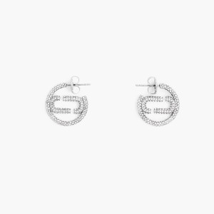 Women Marc Jacobs J Marc Small Pave Hoops Earrings Silver | UK MJ2964-T40