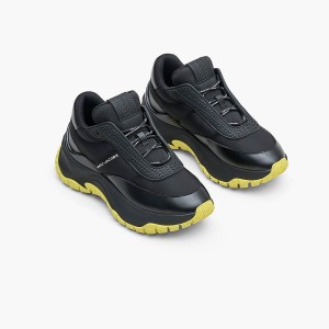 Women Marc Jacobs Lazy Runner Trainers Black / Yellow | UK MJ2305-Y12