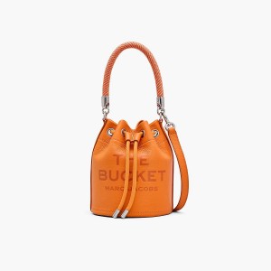 Women Marc Jacobs Leather Bucket Bags Orange | UK MJ4012-Y35