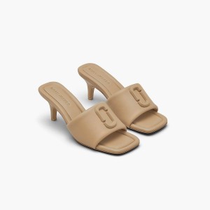 Women Marc Jacobs Leather J Marc Heeled Sandals Brown | UK MJ3079-Q20