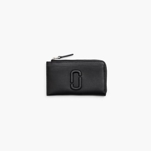 Women Marc Jacobs Leather J Marc Top Zip Multi Wallets Black | UK MJ9203-D38