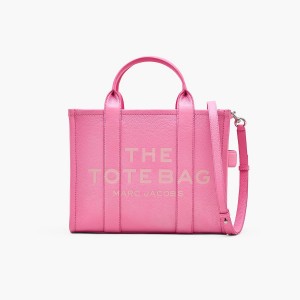 Women Marc Jacobs Leather Medium Tote Bags Pink | UK MJ7942-S20