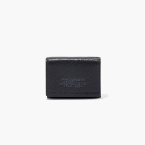 Women Marc Jacobs Leather Medium Trifold Wallets Black | UK MJ9463-X63