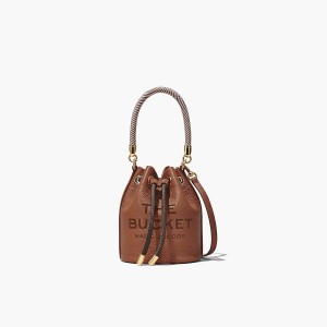 Women Marc Jacobs Leather Mini Bucket Bags Brown | UK MJ1793-H82