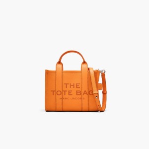 Women Marc Jacobs Leather Small Tote Bags Orange | UK MJ0947-O08