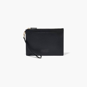 Women Marc Jacobs Leather Small Wristlet Wallets Black | UK MJ9352-H08