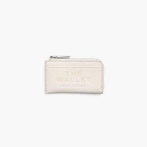 Women Marc Jacobs Leather Top Zip Multi Wallets White | UK MJ5076-P79