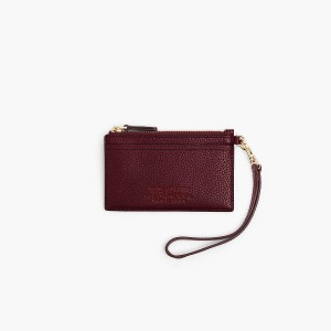 Women Marc Jacobs Leather Top Zip Wristlet Wallets Brown | UK MJ5142-P21