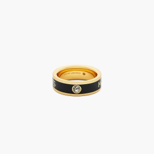 Women Marc Jacobs Marc Jacobs Enamel Rings Gold / Black | UK MJ3590-S98