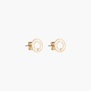 Women Marc Jacobs Medallion Studs Earrings Cream | UK MJ0826-V14