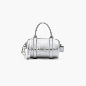 Women Marc Jacobs Metallic Leather Mini Duffle Crossbody Bags Silver | UK MJ2764-W49