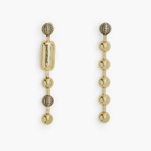 Women Marc Jacobs Monogram Ball Chain Earrings Light Gold | UK MJ2590-J82