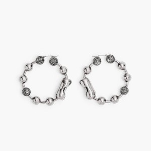 Women Marc Jacobs Monogram Ball Chain Hoop Earrings Light Silver | UK MJ9468-H83