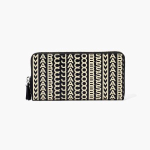 Women Marc Jacobs Monogram Continental Wallets Black / White | UK MJ6948-Z01