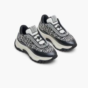 Women Marc Jacobs Monogram Lazy Runner Trainers Black / White | UK MJ5760-H03