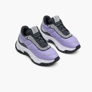 Women Marc Jacobs Monogram Lazy Runner Trainers Purple Multicolor | UK MJ3241-J46