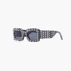 Women Marc Jacobs Monogram Rectangular Sunglasses Black / White | UK MJ6357-K45