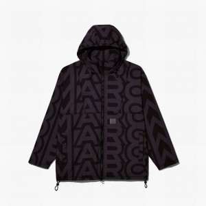 Women Marc Jacobs Monogram Ripsto Jackets Black / Charcoal | UK MJ0973-G01