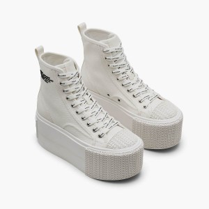 Women Marc Jacobs Platform High Top Trainers White | UK MJ6578-T51