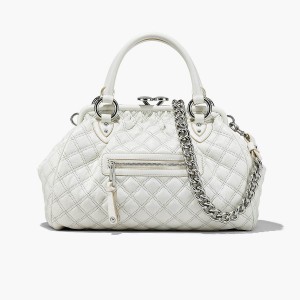 Women Marc Jacobs Re-Edition Quilted Leather Stam Tote Bags White | UK MJ4027-N17