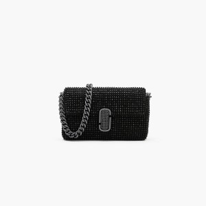 Women Marc Jacobs Rhinestone J Marc Mini Shoulder Bags Black | UK MJ2638-Y62