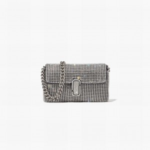 Women Marc Jacobs Rhinestone J Marc Mini Shoulder Bags Silver | UK MJ4381-E96