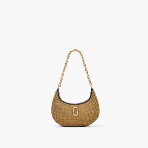 Women Marc Jacobs Rhinestone Small Curve Shoulder Bags Gold | UK MJ5769-Q89