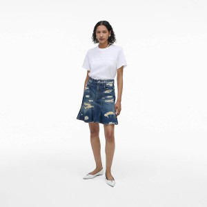 Women Marc Jacobs Rip And Repair Fluted Mini Skirts Indigo | UK MJ6519-R49