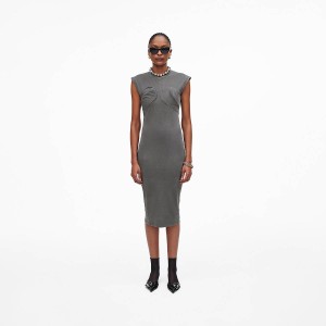 Women Marc Jacobs Seamed Up Dress Grey | UK MJ0179-Y06