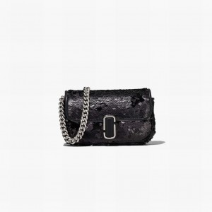 Women Marc Jacobs Sequin J Marc Mini Shoulder Bags Black | UK MJ6039-T93