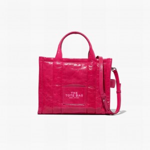 Women Marc Jacobs Shiny Crinkle Medium Tote Bags Red | UK MJ5694-E03