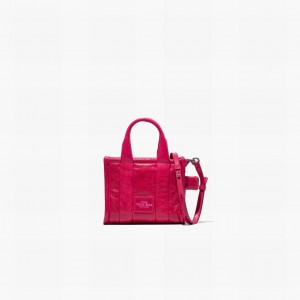 Women Marc Jacobs Shiny Crinkle Micro Tote Bags Red | UK MJ3286-A08