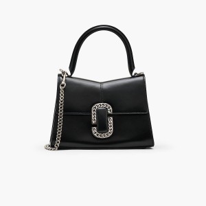 Women Marc Jacobs St. Marc Top Handle Handbag Black / Silver | UK MJ4783-M84