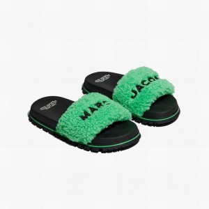 Women Marc Jacobs Teddy Slides Green | UK MJ9148-K34