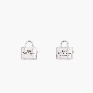 Women Marc Jacobs Tote Bag Stud Earrings Light Silver | UK MJ1432-F61