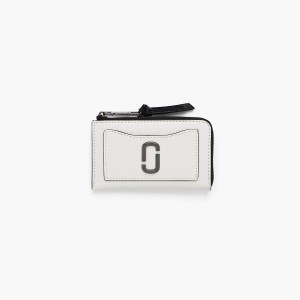 Women Marc Jacobs Utility Snapshot Top Zip Multi Wallets Black / White | UK MJ2453-O36